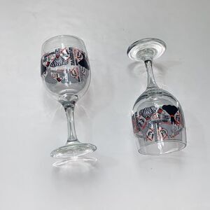 Vintage Set 2 Wine Glasses Princess Designed Dress Fashion